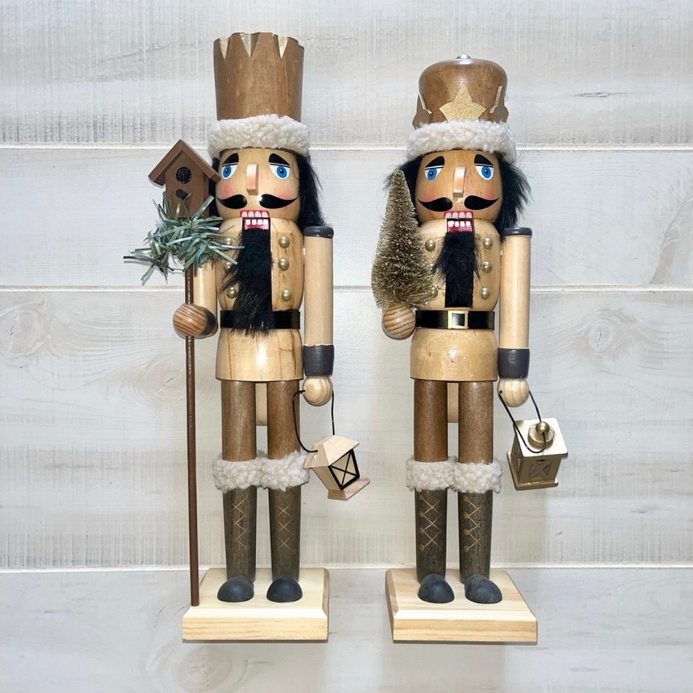 Wood nut crackers set of 2 16” tall